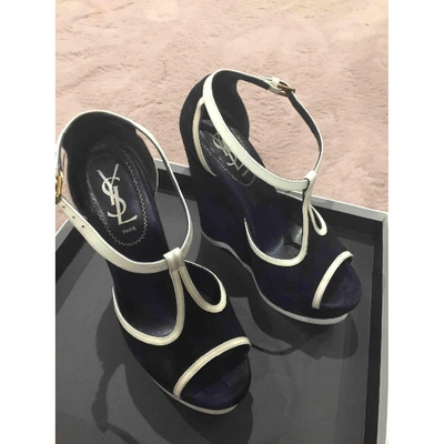 Pre-owned Saint Laurent Sandals In Navy