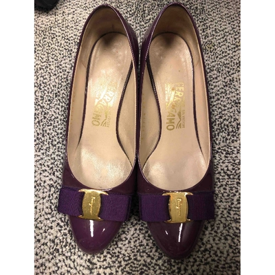 Pre-owned Ferragamo Patent Leather Heels In Purple