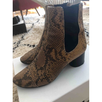 Pre-owned Isabel Marant Danae Leather Ankle Boots In Beige