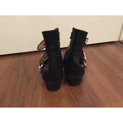 Pre-owned Toga Leather Buckled Boots In Black