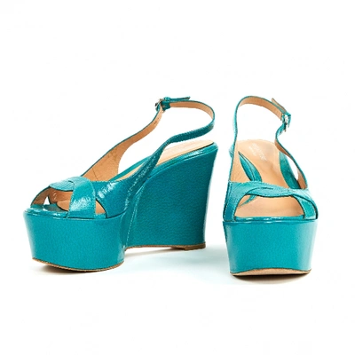 Pre-owned Sergio Rossi Leather Sandal In Turquoise