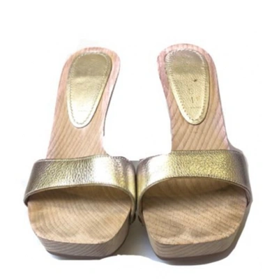 Pre-owned Casadei Gold Leather Mules & Clogs