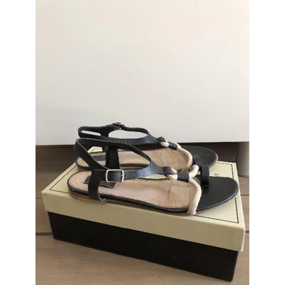 Pre-owned By Malene Birger Leather Sandal In Black