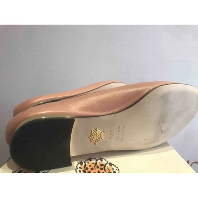 Pre-owned Charlotte Olympia Kitty Pink Leather Ballet Flats