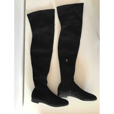 Pre-owned Giorgio Armani Leather Boots In Black