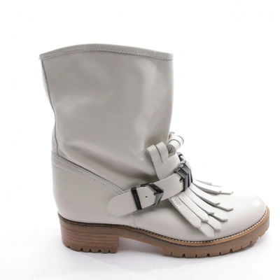 Pre-owned Pinko White Leather Ankle Boots