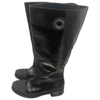 Pre-owned Balenciaga Patent Leather Riding Boots In Black