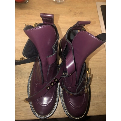 Pre-owned Balenciaga Ceinture Burgundy Leather Ankle Boots