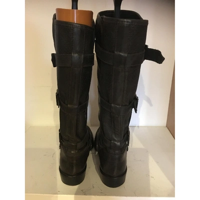 Pre-owned Belstaff Leather Biker Boots In Brown