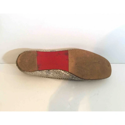 Pre-owned Christian Louboutin Leather Ballet Flats In Silver