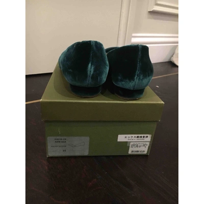 Pre-owned Rupert Sanderson Velvet Ballet Flats In Green