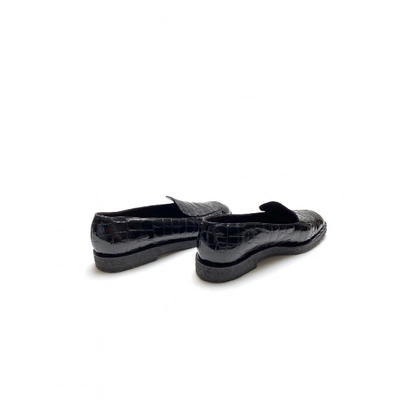 Pre-owned Bruno Magli Leather Flats In Black