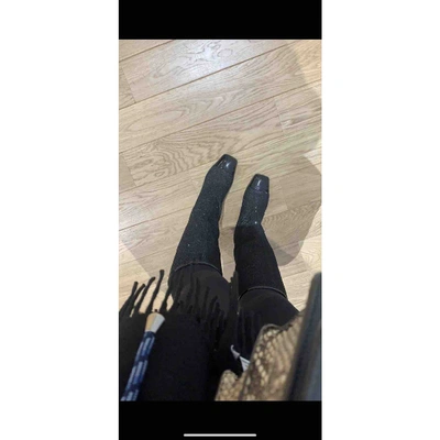 Pre-owned Chanel Glitter Boots In Black