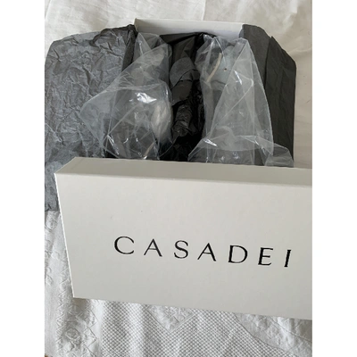 Pre-owned Casadei Velvet Mules In Grey