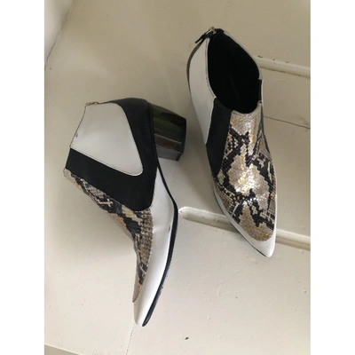 Pre-owned Rodarte Leather Western Boots In White