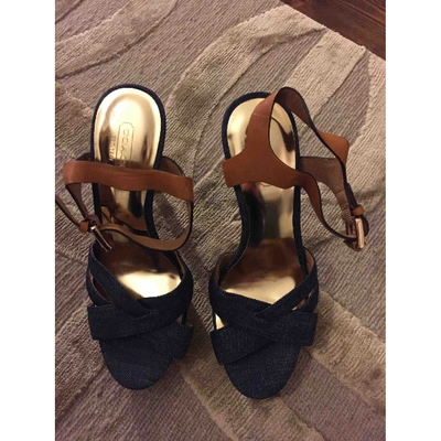 Pre-owned Coach Cloth Sandal In Blue