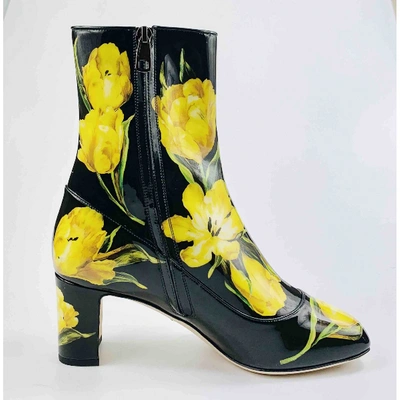 Pre-owned Dolce & Gabbana Black Patent Leather Ankle Boots