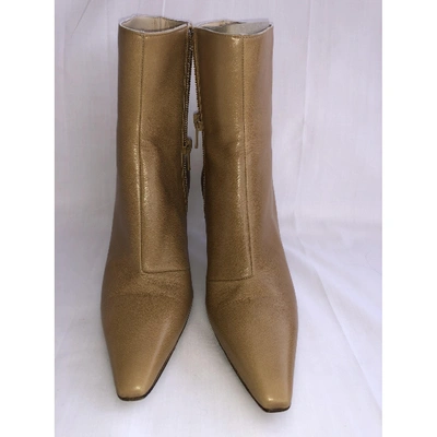 Pre-owned Gina Leather Ankle Boots In Camel