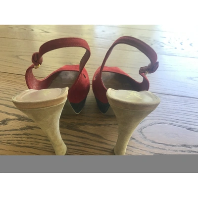 Pre-owned Saint Laurent Red Suede Sandals