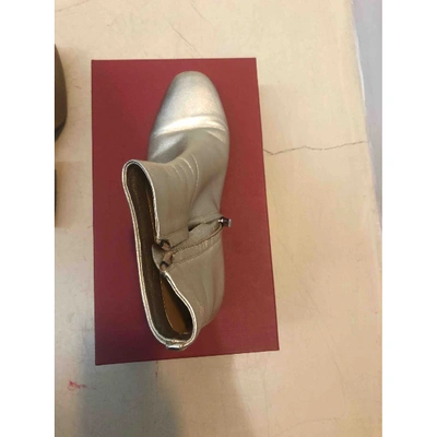 Pre-owned Ferragamo Leather Ankle Boots In Gold