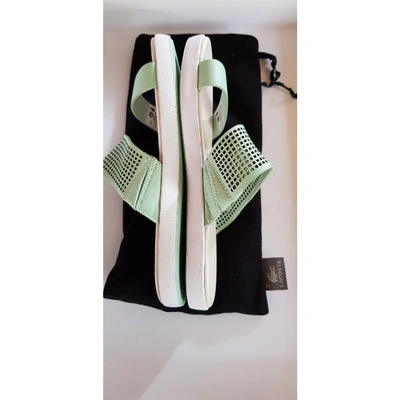 Pre-owned Lacoste Leather Mules In Green