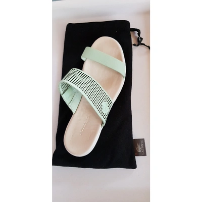 Pre-owned Lacoste Leather Mules In Green