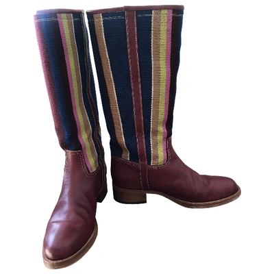 Pre-owned Etro Leather Riding Boots In Multicolour