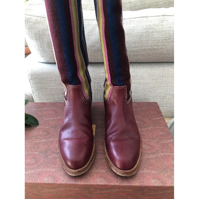 Pre-owned Etro Leather Riding Boots In Multicolour