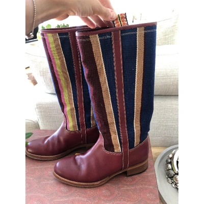 Pre-owned Etro Leather Riding Boots In Multicolour
