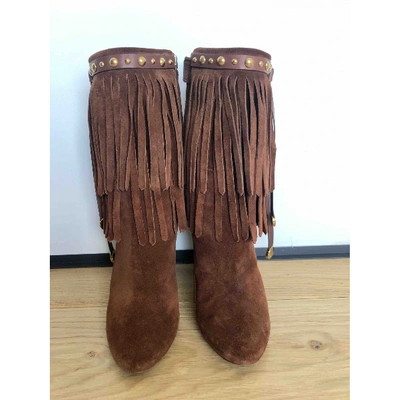 Pre-owned Gucci Brown Suede Ankle Boots