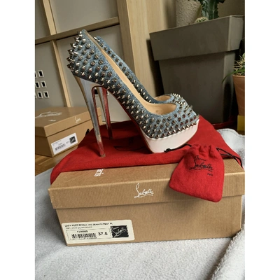 Pre-owned Christian Louboutin Lady Peep Leather Heels In Blue