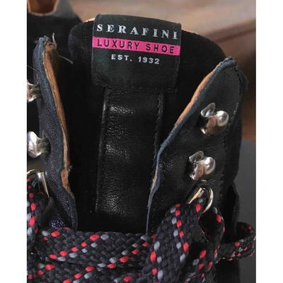 Pre-owned Serafini Manhattan Black Leather Trainers