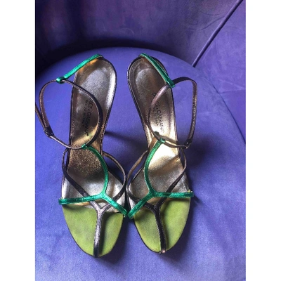 Pre-owned Dolce & Gabbana Leather Sandals In Metallic