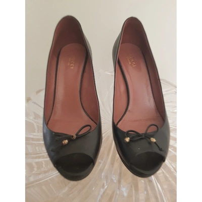 Pre-owned Gucci Leather Heels In Black