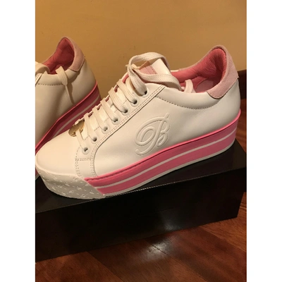 Pre-owned Blumarine Leather Trainers In White