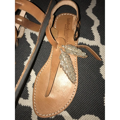 Pre-owned Laidback London Leather Flip Flops In Brown
