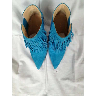 Pre-owned Aperlai Turquoise Suede Ankle Boots