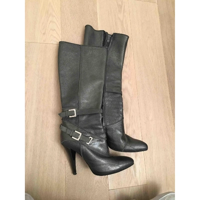 Pre-owned Versace Leather Boots In Grey