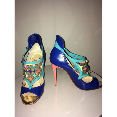 Pre-owned Christian Louboutin Blue Leather Sandals