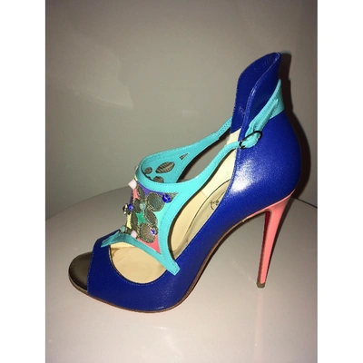 Pre-owned Christian Louboutin Blue Leather Sandals