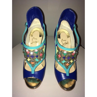 Pre-owned Christian Louboutin Blue Leather Sandals