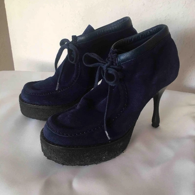 Pre-owned Marc Jacobs Leather Ankle Boots In Blue
