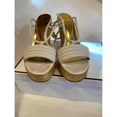 Pre-owned Coach White Leather Sandals
