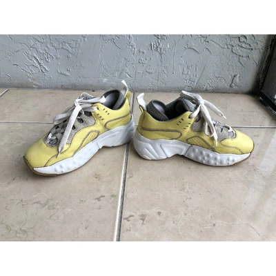 Pre-owned Acne Studios Manhattan Leather Trainers In Yellow