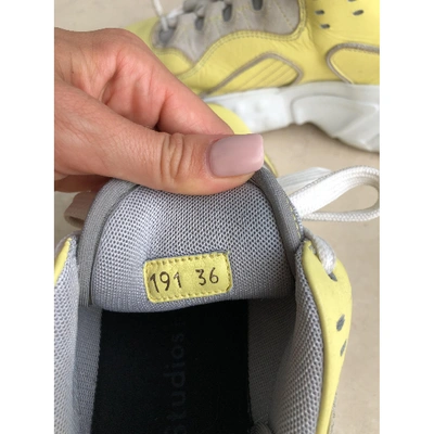 Pre-owned Acne Studios Manhattan Leather Trainers In Yellow