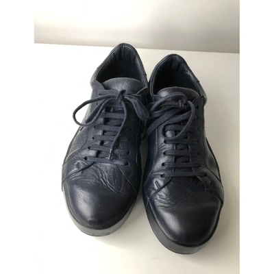 Pre-owned Jil Sander Leather Trainers In Navy