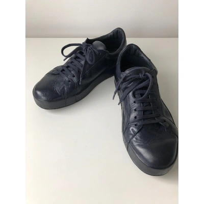 Pre-owned Jil Sander Leather Trainers In Navy