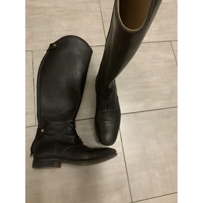 Pre-owned Carolina Herrera Leather Riding Boots In Black