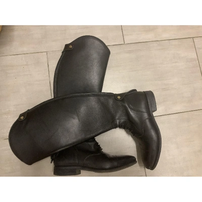 Pre-owned Carolina Herrera Leather Riding Boots In Black