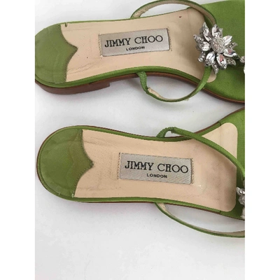 Pre-owned Jimmy Choo Cloth Flip Flops In Green